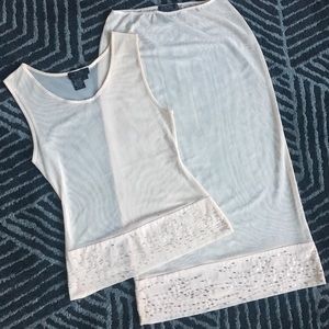 BCBG Sheer Mesh Beaded Skirt & Tank